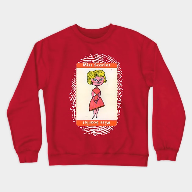 Miss Scarlet - The Game of Clue Crewneck Sweatshirt by Desert Owl Designs